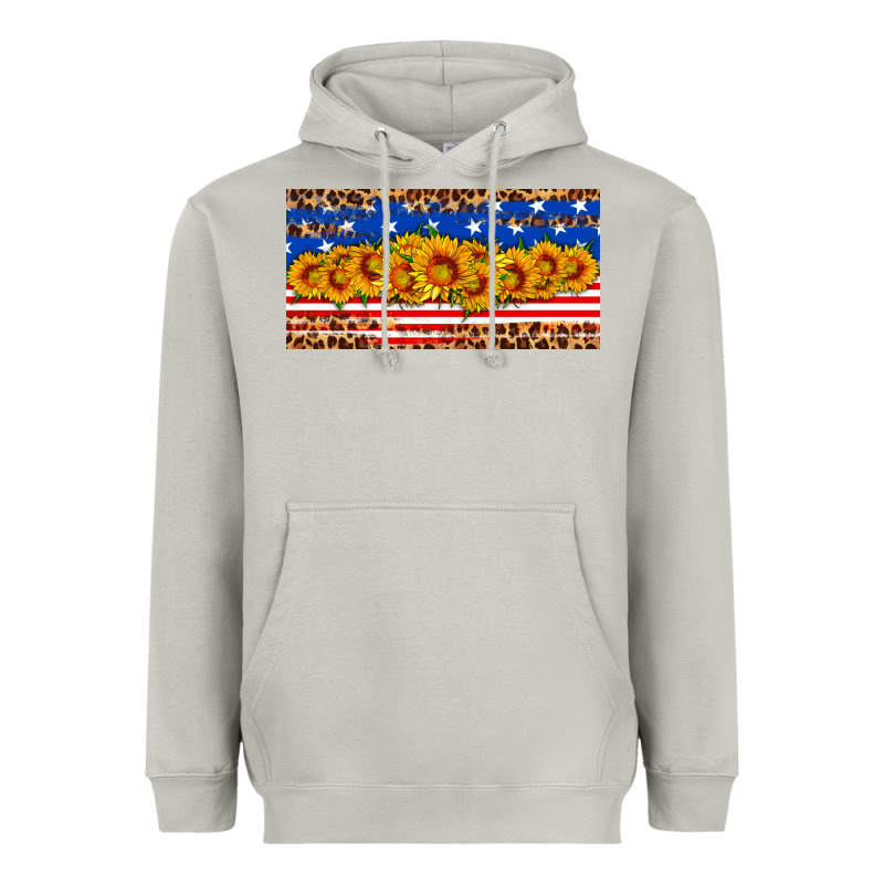 Usa Flag Sunflowers License Plate Heavyweight Hoodie by HRA Design Shop | Teevron