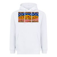 White usa flag sunflowers license plate Heavyweight Hoodie - HRA Design Shop