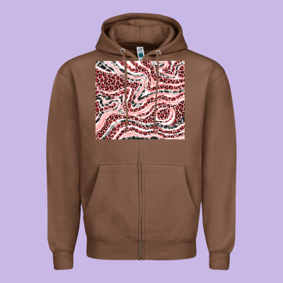 Pinky Leopard And Cowhide Valentine's Day Zipper Hoodie Designed By Ranaportraitstore