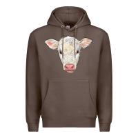 Coffee charolais calf face Premium Hoodie - LillyAllenDesigns