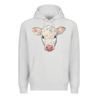 Dove Grey charolais calf face Premium Hoodie - LillyAllenDesigns