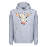 Heather Grey charolais calf face Premium Hoodie - LillyAllenDesigns