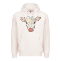 Pale Pink charolais calf face Premium Hoodie - LillyAllenDesigns