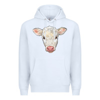 White charolais calf face Premium Hoodie - LillyAllenDesigns