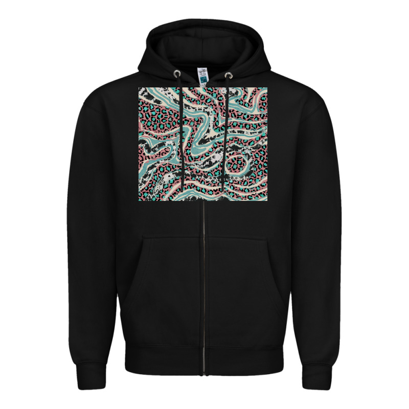 Pink And Turquoise Cowhide And Leopard Zipper Hoodie by RanaPortraitStore | Teevron