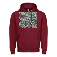 Burgundy pink and turquoise cowhide and leopard Zipper Hoodie - RanaPortraitStore