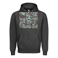 Charcoal Heather pink and turquoise cowhide and leopard Zipper Hoodie - RanaPortraitStore