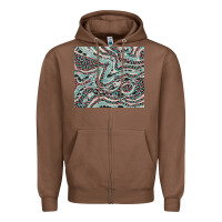 Chestnut pink and turquoise cowhide and leopard Zipper Hoodie - RanaPortraitStore