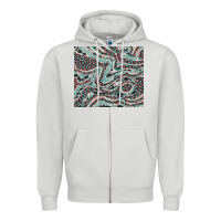 Dove Grey pink and turquoise cowhide and leopard Zipper Hoodie - RanaPortraitStore