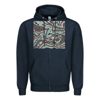 Navy pink and turquoise cowhide and leopard Zipper Hoodie - RanaPortraitStore