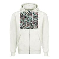 Oatmeal Heather pink and turquoise cowhide and leopard Zipper Hoodie - RanaPortraitStore