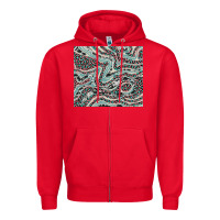 Red pink and turquoise cowhide and leopard Zipper Hoodie - RanaPortraitStore
