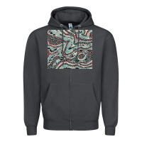 Smoke pink and turquoise cowhide and leopard Zipper Hoodie - RanaPortraitStore
