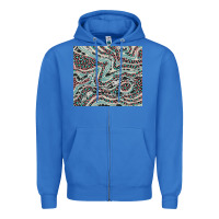 True Royal pink and turquoise cowhide and leopard Zipper Hoodie - RanaPortraitStore