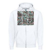 White pink and turquoise cowhide and leopard Zipper Hoodie - RanaPortraitStore