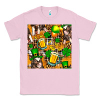 Bubblegum Pink St. Patrick's Day Pig With Beer And Shamrock Seamless Classic Tee - FaDigitalArtStudio