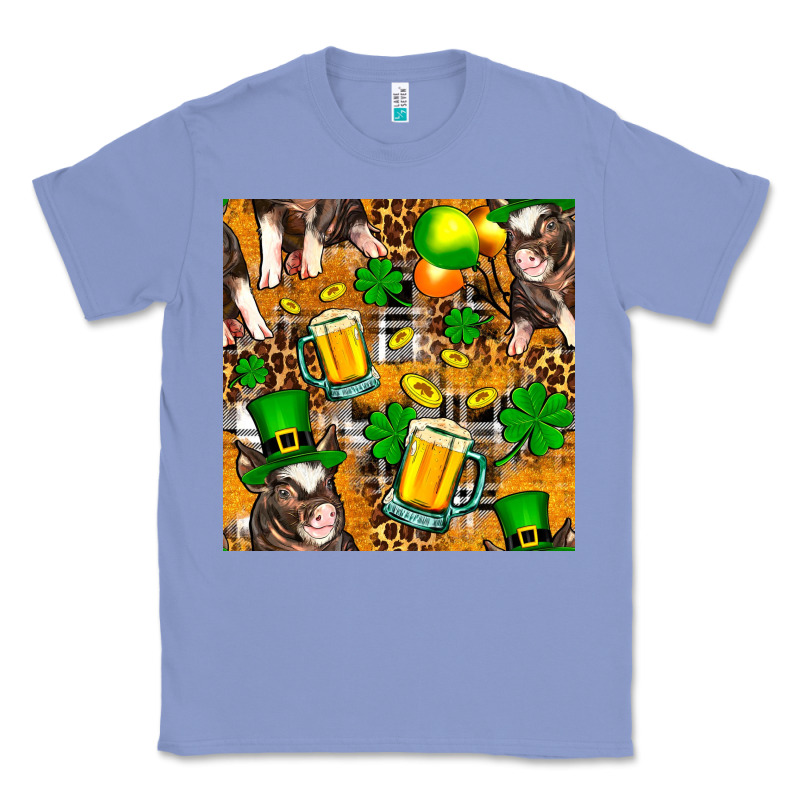 St. Patrick's Day Pig With Beer And Shamrock Seamless Classic Tee by FaDigitalArtStudio | Teevron