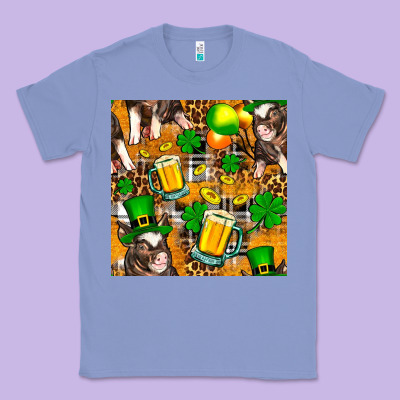 St. Patrick's Day Pig With Beer And Shamrock Seamless Classic Tee Designed By Fadigitalartstudio