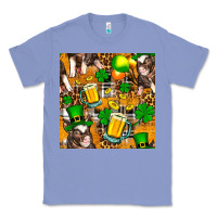 Colony Blue St. Patrick's Day Pig With Beer And Shamrock Seamless Classic Tee - FaDigitalArtStudio