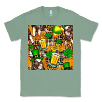 Sage St. Patrick's Day Pig With Beer And Shamrock Seamless Classic Tee - FaDigitalArtStudio
