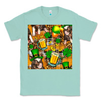 Seafoam St. Patrick's Day Pig With Beer And Shamrock Seamless Classic Tee - FaDigitalArtStudio