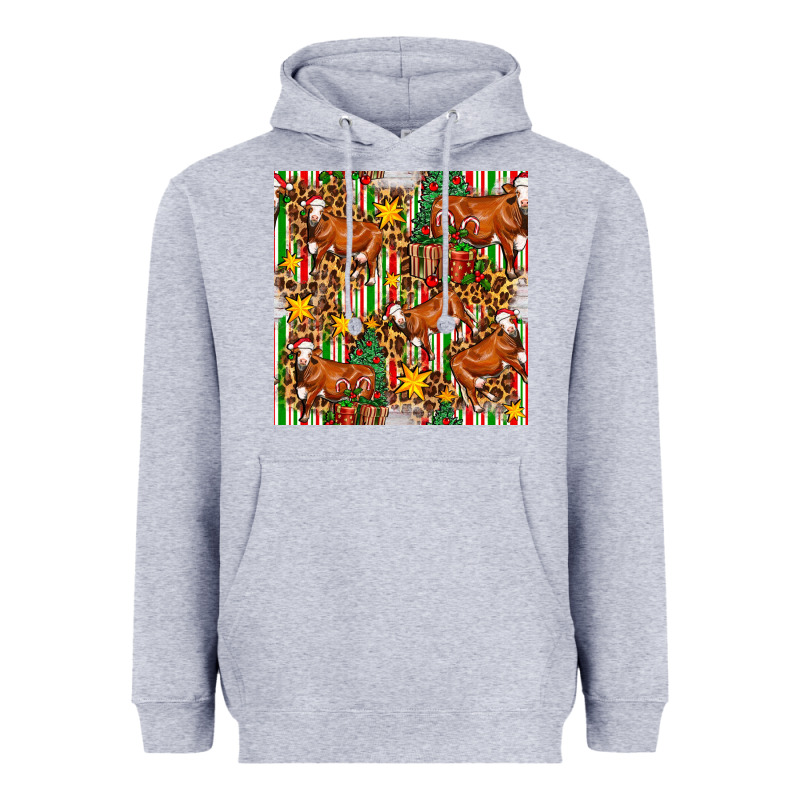 Christmas Leopard Cow With Gift Boxes Heavyweight Hoodie by FaDigitalArtStudio | Teevron
