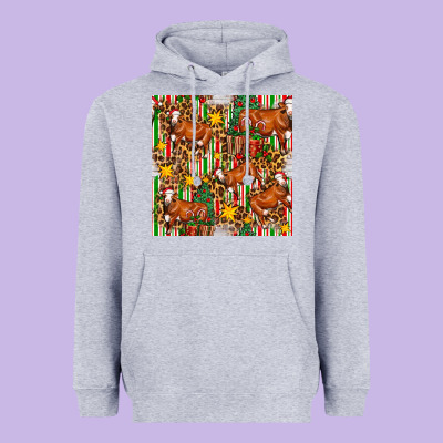 Christmas Leopard Cow With Gift Boxes Heavyweight Hoodie Designed By Fadigitalartstudio