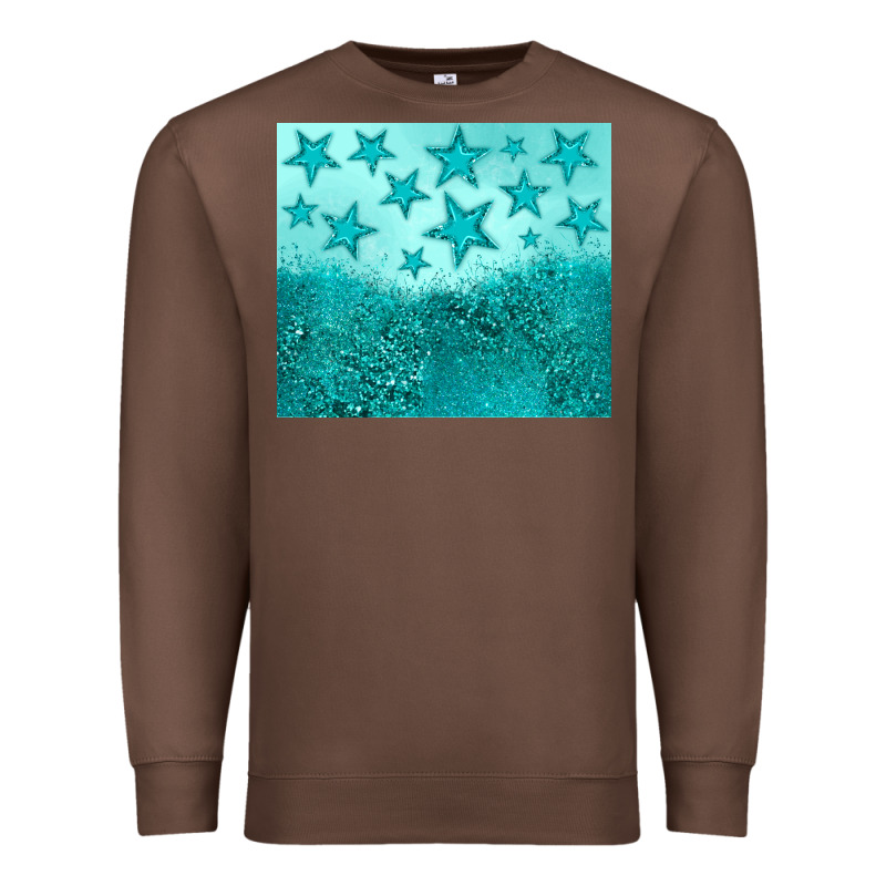 Turquoise Glitter Star Premium Sweatshirt by JahusDesignShop | Teevron