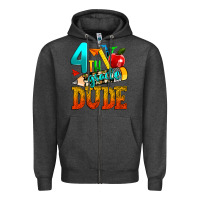 Charcoal Heather 4th grade dude Zipper Hoodie - texasbilliewilder