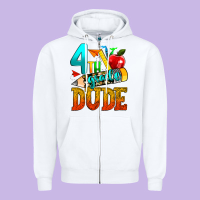 4th Grade Dude Zipper Hoodie Designed By Texasbilliewilder