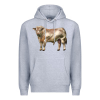 Heather Grey charolais bull Premium Hoodie - LillyAllenDesigns