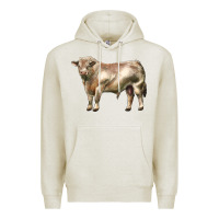 Oatmeal Heather charolais bull Premium Hoodie - LillyAllenDesigns