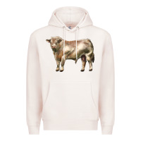 Pale Pink charolais bull Premium Hoodie - LillyAllenDesigns