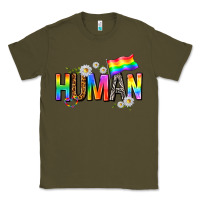 Army Green human with daisies Classic Tee - texasbilliewilder