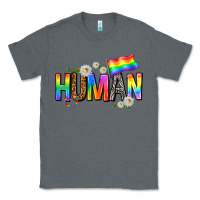 Charcoal Heather human with daisies Classic Tee - texasbilliewilder