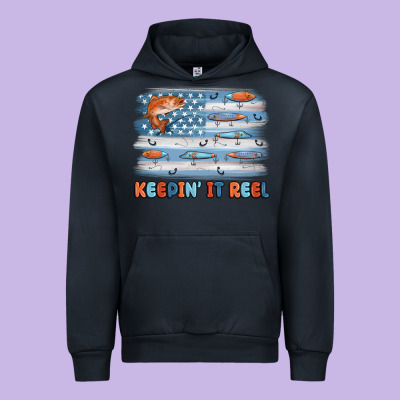 Fishing Lure Flag Keepin' It Reel Urban Hoodie Designed By Maliassmallbusiness