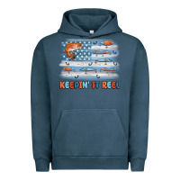 Pigment Midnight Navy fishing lure flag keepin' it reel Urban Hoodie - MaliasSmallBusiness