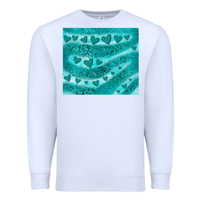 Turquoise Glitter Heart Premium Sweatshirt by JahusDesignShop | Teevron