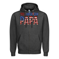 Charcoal Heather all American papa Zipper Hoodie - Zillion Design Studio