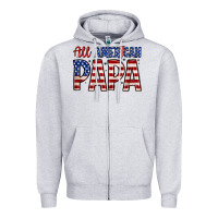 Heather Grey all American papa Zipper Hoodie - Zillion Design Studio