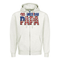 Oatmeal Heather all American papa Zipper Hoodie - Zillion Design Studio
