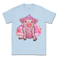 Dusty Blue Balerina pig with tutu Classic Tee - RanaPortraitStore