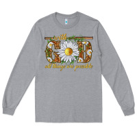 Heather Grey With God all things are possible with daisy Long Sleeve Tee - texasbilliewilder