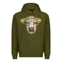 Army Green Charolais bull face Premium Hoodie - LillyAllenDesigns