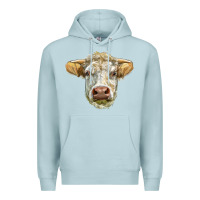 Blue Mist Charolais bull face Premium Hoodie - LillyAllenDesigns
