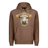 Chestnut Charolais bull face Premium Hoodie - LillyAllenDesigns