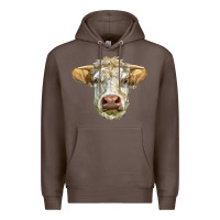 Coffee Charolais bull face Premium Hoodie - LillyAllenDesigns