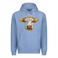 Colony Blue Charolais bull face Premium Hoodie - LillyAllenDesigns