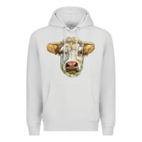 Dove Grey Charolais bull face Premium Hoodie - LillyAllenDesigns