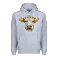 Heather Grey Charolais bull face Premium Hoodie - LillyAllenDesigns